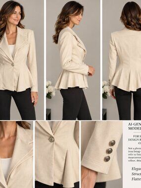 NWT Hybrid & company Cream Peplum Single-Button Blazer